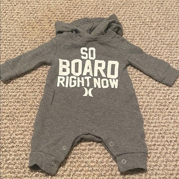 Hurley Charcoal Hooded Infant Footie - Picture 1 of 3